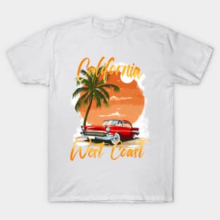 California west coast Retro Summer Vibes Beach Life Classic Car Novelty Gift T-Shirt